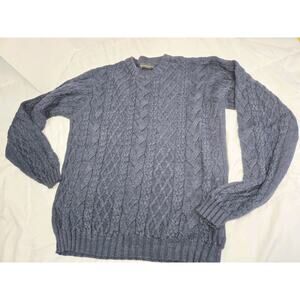 Vtg Alpaca 111 100% Baby Alpaca Mens S Long Sleeve Cable Knit Fisherman Sweater